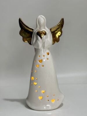 Adorno Anjo Cerâmica c/Led
